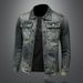 Men's Clothing New High End Distressed Lapel Retro Denim Jacket Slim Fit Handsome Versatile Jacket_mkmklike.com