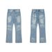 Men's Clothing Ice Blue Washed Jeans Water Ripples Messy Cat Whisker Baggy Style Trousers_mkmklike.com