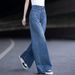 Blue Vintage High-waisted Wide-leg Jeans Women, New Spring And Autumn Style, Slimming Pants For Pear-shaped Body,_mkmklike.com