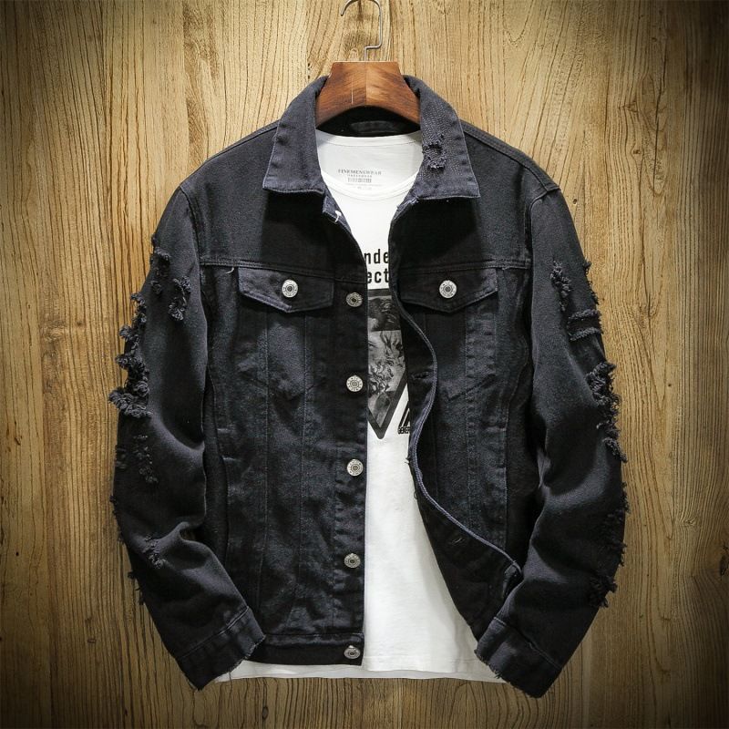 Men's Clothing Denim Jackets For Autumn And Winter, Japanese Style, Ripped Embroidery, Couple Trend, Large Size Denim Jackets, Shang Mengwei_mkmklike.com
