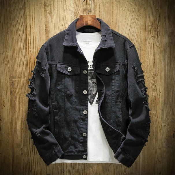 Men's Clothing Denim Jackets For Autumn And Winter, Japanese Style, Ripped Embroidery, Couple Trend, Large Size Denim Jackets, Shang Mengwei_mkmklike.com
