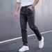 Men's Dark Gray Slim Fit Stretch Denim Jeans Midweight Multi Craftsmanship Trousers Machine Washable Polyester_mkmklike.com