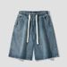 Men's Clothing Denim Shorts Men Summer Thin Mid Length Pants Trendy American Men's Trendy Brand Boys Pants Men's Casual Shorts_mkmklike.com