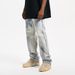 American High Street Retro Old And White Design Jeans Men's Trendy Brand High Street Ruffian Handsome Fried Street Slim Straight Pants_mkmklike.com