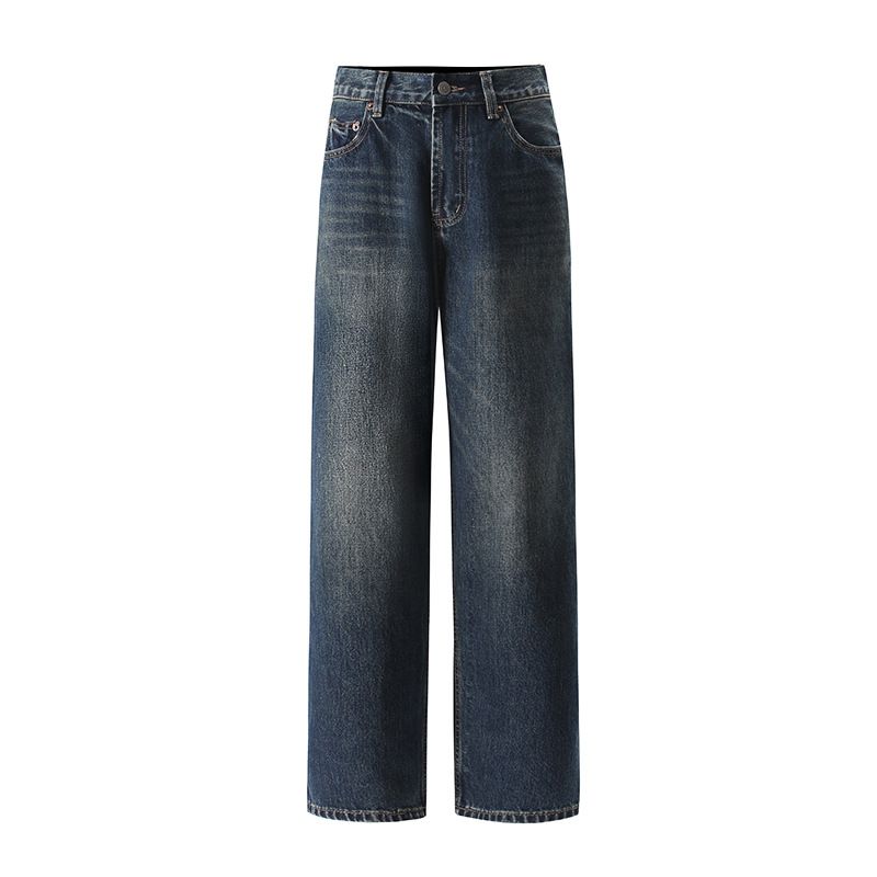 Women's Clothing Retro High Waist Slim Fit Straight Leg Jeans V Neck 100% Cotton Modern Fashion Rose Style_mkmklike.com