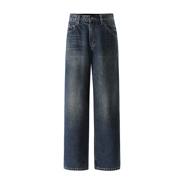 Women's Clothing Retro High Waist Slim Fit Straight Leg Jeans V Neck 100% Cotton Modern Fashion Rose Style_mkmklike.com