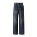 Women's Clothing Retro High Waist Slim Fit Straight Leg Jeans V Neck 100% Cotton Modern Fashion Rose Style_mkmklike.com