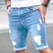 Blue Ripped Denim Shorts, Multi-ripped Design Sense Jeans Men's Summer Jeans Men's Summer Thin_mkmklike.com