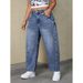 Women's Summer Loose Straight Leg Wide Leg Jeans Washed Denim New Style_mkmklike.com