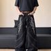 Gothic Flame Embroidered Wide-Leg Jeans – Distressed Black Denim Pants With Asymmetrical Panels, Oversized Streetwear Fit For Dark Academia & Y2K_mkmklike.com