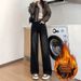 New Autumn And Winter Korean-style Jeans, Fleece-lined, Thickened, High-waisted, Slimming, Loose-fitting, With A_mkmklike.com