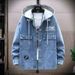 Men's Spring Autumn Casual Hooded Cowboy Jacket, New Handsome, Student And Youth, Loose Trendy Top_mkmklike.com