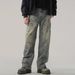 2025 Spring/Summer New American High Street Jeans With Men's Design Sensation, Splashing Ink, Dirty, Micro Wide Straight_mkmklike.com