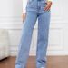 Trendy Girl Closet Trendy Girl Closet Cross-Border Foreign Trade European And American High-Waisted Women's Jeans Light Wash Loose Wide-Leg Plus Size_mkmklike.com
