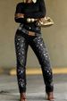 High Waist Slim Fit Rhinestone Embellished Skinny Jeans Straight Leg Women's Denim Jeans_mkmklike.com