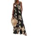 Women's printed sleeveless loose casual suspenders jumpsuits wide-leg pants women_mkmklike.com