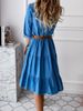 ELLE 2023 Hot Selling European And American Multi-layer Patchwork Waist Slimming Denim Dress_mkmklike.com