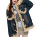 Distressed Denim & Faux Shearling Coat – Oversized Hooded Jacket With Horn Buttons (S-XL)_mkmklike.com