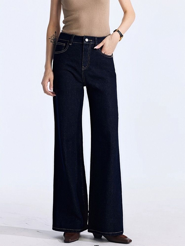 Siyuan Four-way Stretch Design Washed Straight Flared 25 Autumn New Slim-fit Skinny Jeans 9377_mkmklike.com