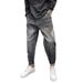 Men's Trendy Stretchy Jeans Elastic Waist Drawstring Distressed Oversized Slimming Harem Style Blue Low Waist Long Polyester_mkmklike.com