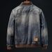 Retro Stand Up Collar Denim Jacket Motorcycle Jacket Handsome Denim Jacket_mkmklike.com