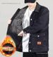Pulse Pulse Workwear Fleece-Lined Thickened Plus Size Denim Jacket For Men, New Autumn And Winter Men's Casual Jacket, Warm Cotton_mkmklike.com