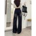 Korean Style Women's Distressed Retro Denim Jeans Loose Fit Straight Leg Floor Length Trousers for Spring Autumn Cleanfit_mkmklike.com