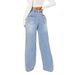 Women's High-Waisted Wide-Leg Jeans - Drawstring Waist Comfortable Denim Pants (S-XXL, Light Blue, Relaxed Fit & Stretch Fabric)_mkmklike.com