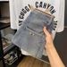 Men's Light Blue Distressed Denim Shorts - Stretchable Casual Cargo Mid-Length Shorts With Print Design, Comfortable & Stylish Summer Wear_mkmklike.com