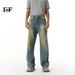 EF JEANS | 2025 Spring New American Street Dyeing And Aging Gradual Change Straight Loose Jeans Tide_mkmklike.com