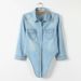 K Fringed Knotted Sleeve Denim Shirt For Women Short Thin Jacket_mkmklike.com