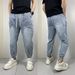 Men's Distressed Washed Blue Jeans – Winter Fleece-Lined Slim Tapered Pants With Streetwear Edge_mkmklike.com