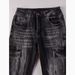 Men's Clothing High Street Retro Jeans - Lightning Ripple Wash, Slim Straight Fit, Multiple Pockets, Vintage Denim Pants (Black, S-3XL)_mkmklike.com