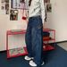 Retro Large Pocket Curved Blade Jeans Men's Autumn New Style High Street Design Loose Slim Straight Wide Leg_mkmklike.com