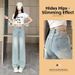 Women's High-Waisted Slim Fit Straight Leg Jeans Lightweight Summer Fashion Washed Blue Distressed Slimming Wide Leg Pants_mkmklike.com