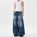 American High Street Retro Bamboo Crack Wide-leg Jeans Men's And Women's Trend Washed Loose Straight Scimitar Long Pants_mkmklike.com