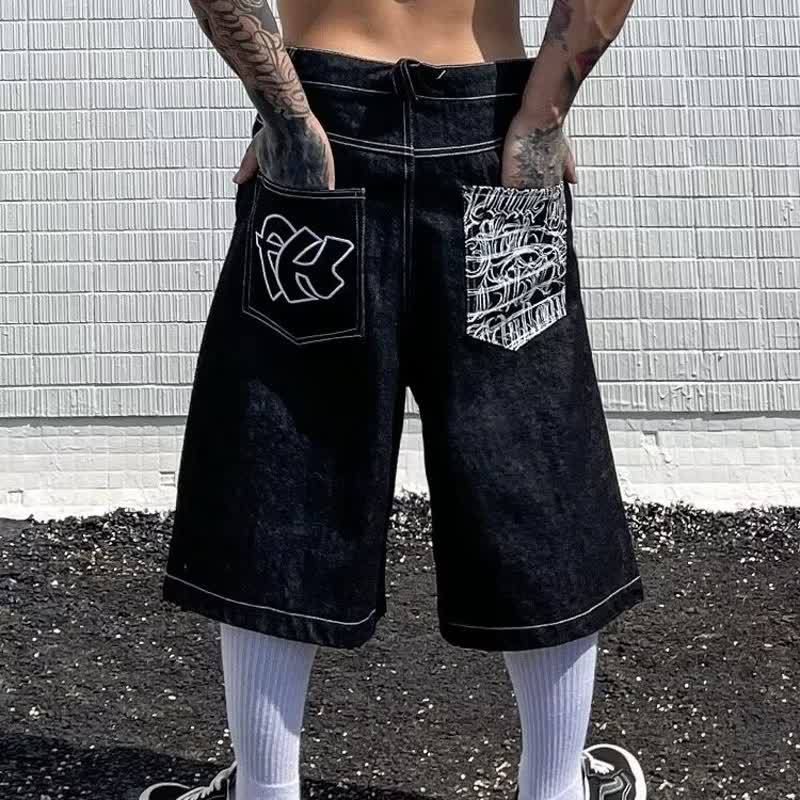 Men's Loose Fit Washed Denim Shorts - Vintage American West Coast Style Casual Summer Short Pants_mkmklike.com