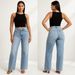 Vintage Women's Straight Leg Jeans - Mid-Rise Stretch Denim Pants With Slimming Fit & Butt-Lifting Design, Blue & Light Blue Wash (XS-3XL)_mkmklike.com