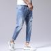 Large Size Men's Clothing Spring And Summer Thin Nine-point Jeans Men's Trend Loose And Fat Plus Size Ripped Jeans Men_mkmklike.com