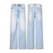 LKTM Men's Glacier Blue Straight Leg Jeans Summer Style Unisex Cleanfit Simple Couple Pants_mkmklike.com