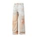 Men's Color Gradient Jeans Distressed Spray Paint Graffiti Loose Straight Leg Wide Leg Trendy Casual Pants_mkmklike.com