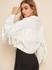K New Women's Fringed Denim Jacket; White Blazer_mkmklike.com