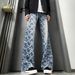 Men's Slim Fit Straight Leg Jeans American Vibe Thorn Jacquard Embroidery High Street Washed Retro Flare Pants_mkmklike.com