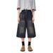 2025 New American Retro Washed Straight Denim Shorts For Men And Women, Distressed Slimming Versatile Wide-Leg Cropped_mkmklike.com
