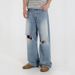 Men's Clothing MYQ Distressed Washed Ripped Jeans Men's Summer Loose Casual Trousers Trendy Straight Mopping Trousers_mkmklike.com