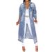 Ripped Raw Hem Button Front Longline Denim Coat Women Cardigan Breasted Holes Jackets Pockets High Street Outerwear Autumn_mkmklike.com