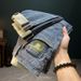 Men's Slim Fit Stretchy Jeans Casual Cropped Korean Style Trendy Slightly Wide Versatile Denim Blue Low Waist For Spring_mkmklike.com