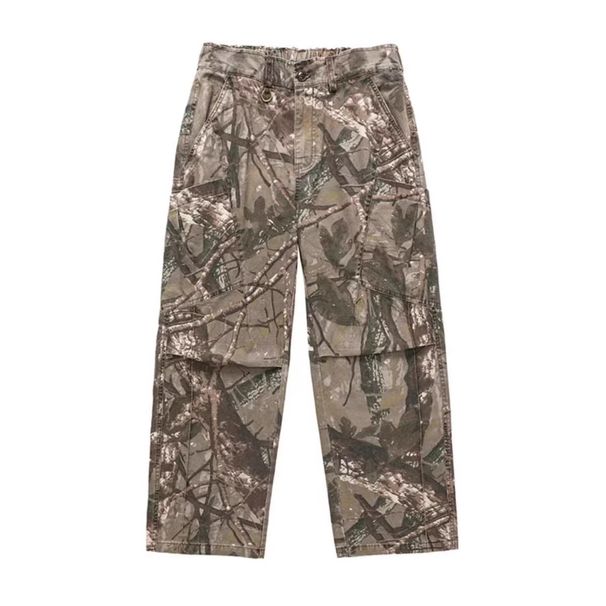 Men's Straight Leg Loose Wide Leg Jeans Tree Branch Print Trendy Couple Style Long Pants Spring Summer_mkmklike.com
