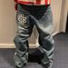 Men's Clothing Men's Washed Embroidered Jeans Floor Length Versatile Straight Leg Men's Pants For Formal & Casual_mkmklike.com