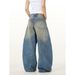 Men's Vintage Streetwear Denim Pants Distressed Washed Baggy Jeans Straight Leg Dropped Crotch Relaxed Fit Button Fly_mkmklike.com